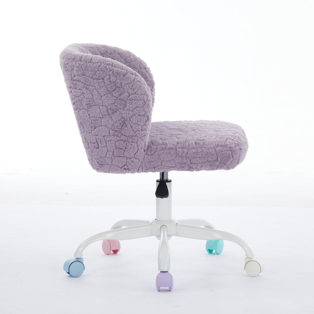 Swivel Chair Faux Alpaca Violet Vanity Bedroom Ergonomic 22.5x31.9 In