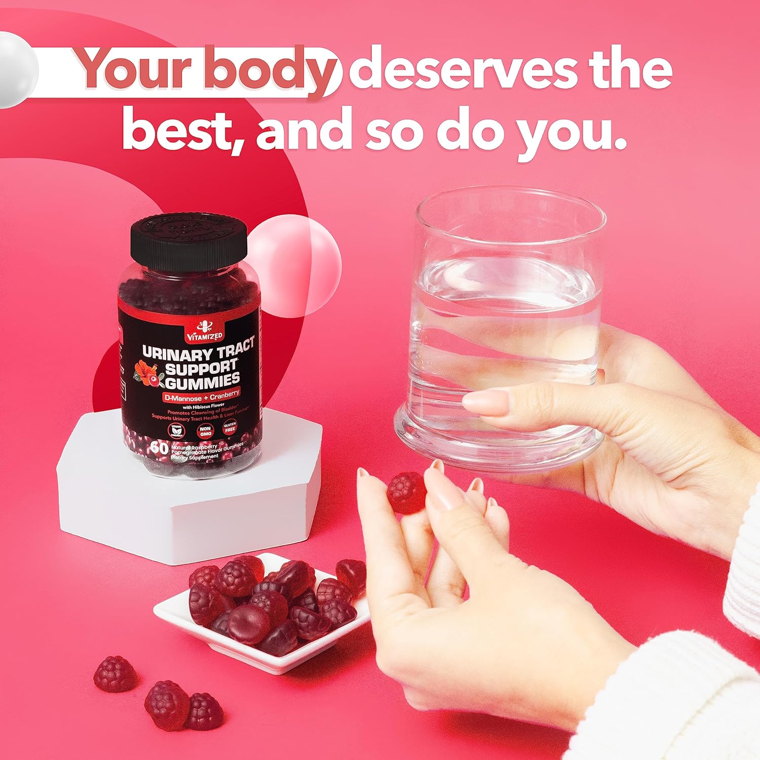 Powerful Cranberry Gummies 1500mg with D-Mannose - Urinary Tract Health - Fast-Acting Bladder Support Supplement - 60 Count