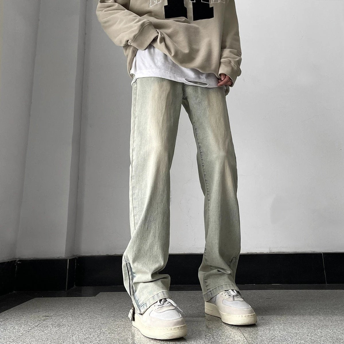 Men's Side Zipper Skinny Jeans