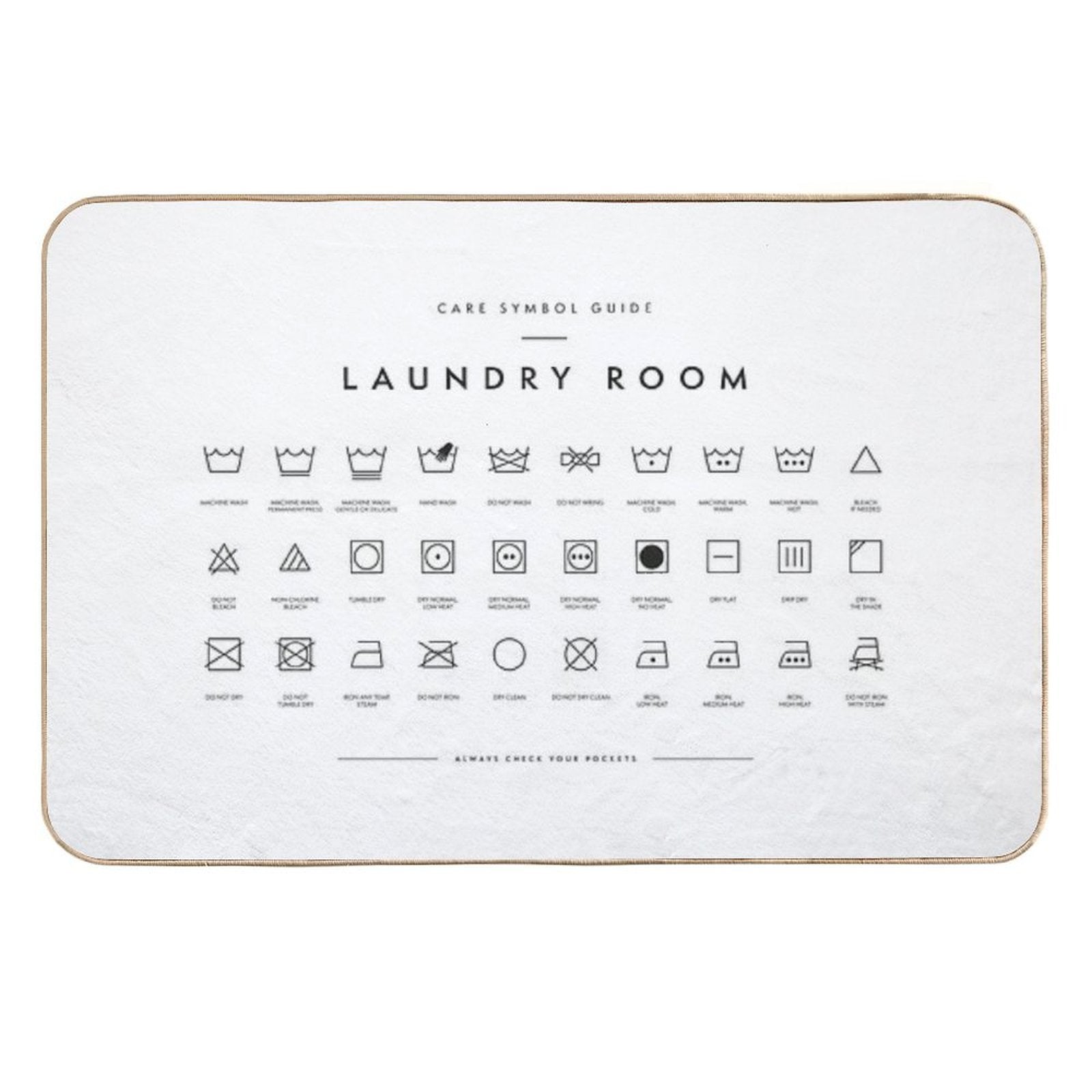 Laundry Room Symbols  Repositionable Bath Mat