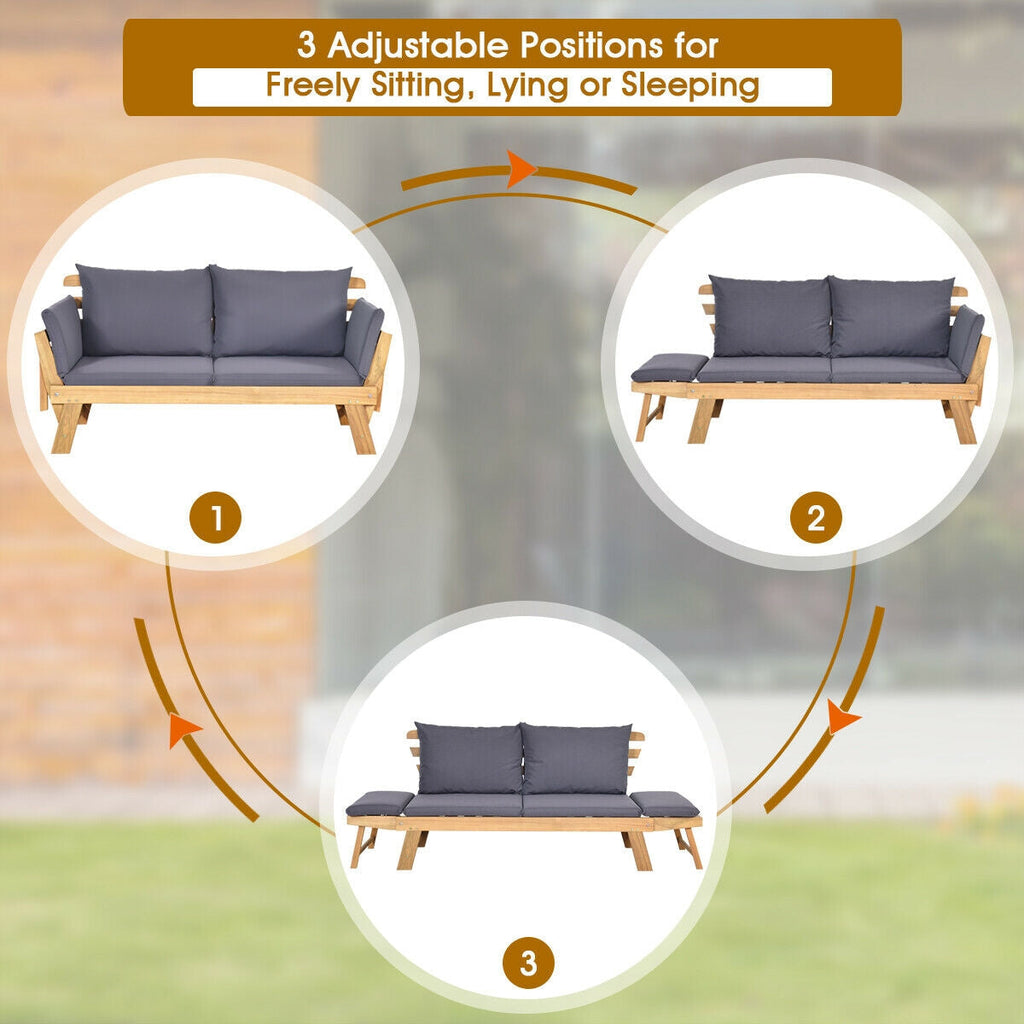 Adjustable Patio Convertible Sofa with Thick Cushion
