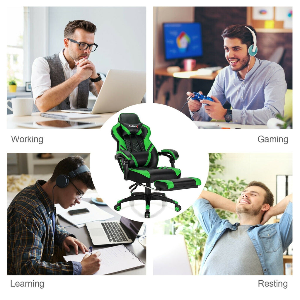 Adjustable Gaming Chair with Footrest