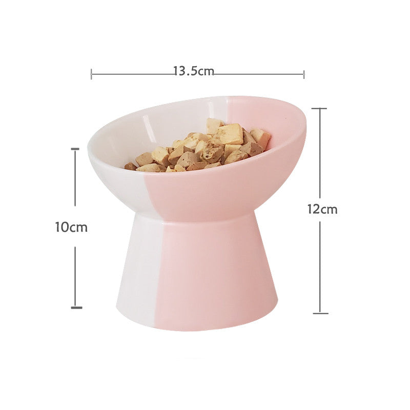 Ceramic Pet Slant Mouth Dog And Cat Food Bowl Set