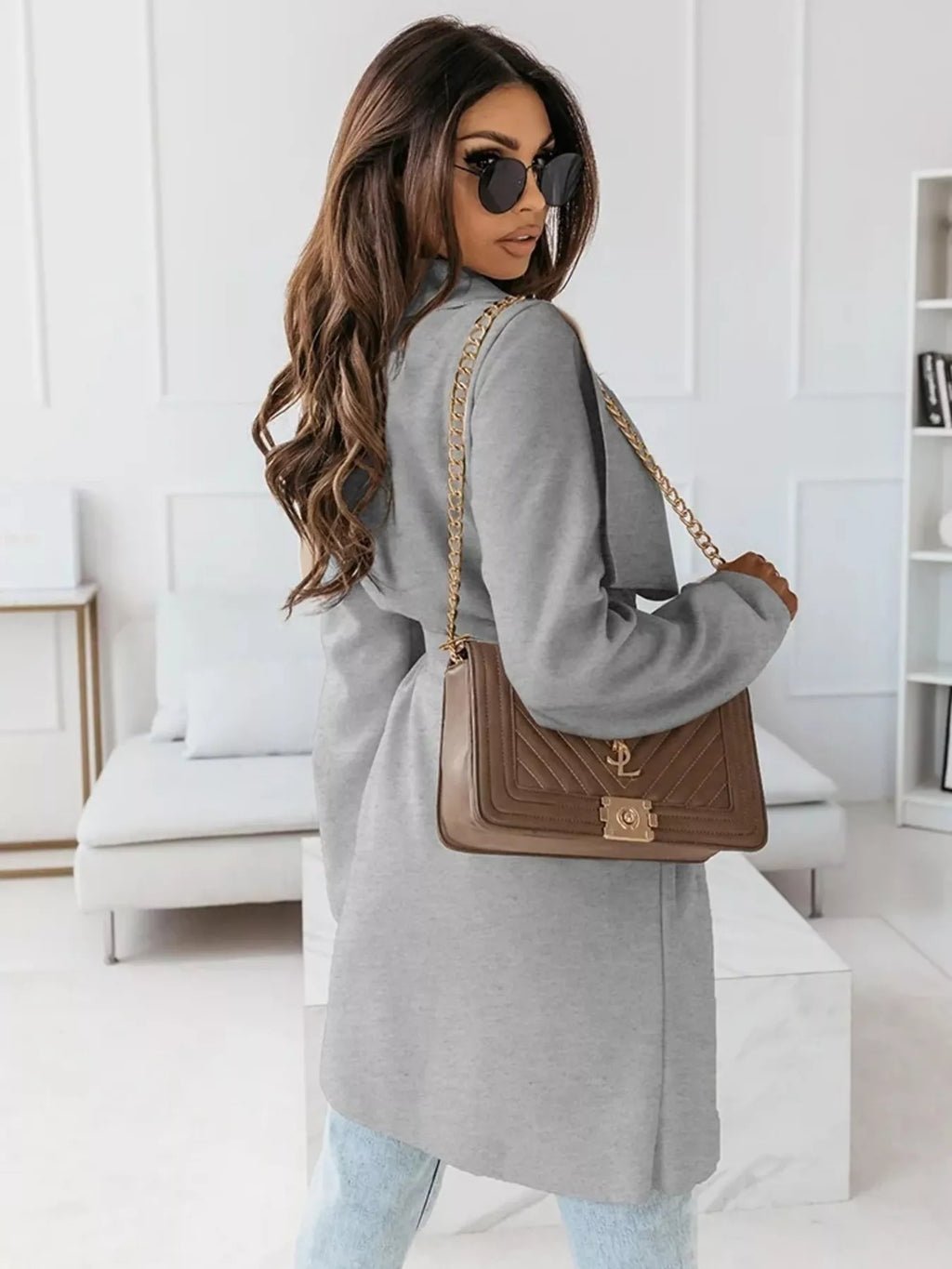 Tie Waist Long Sleeve Outerwear