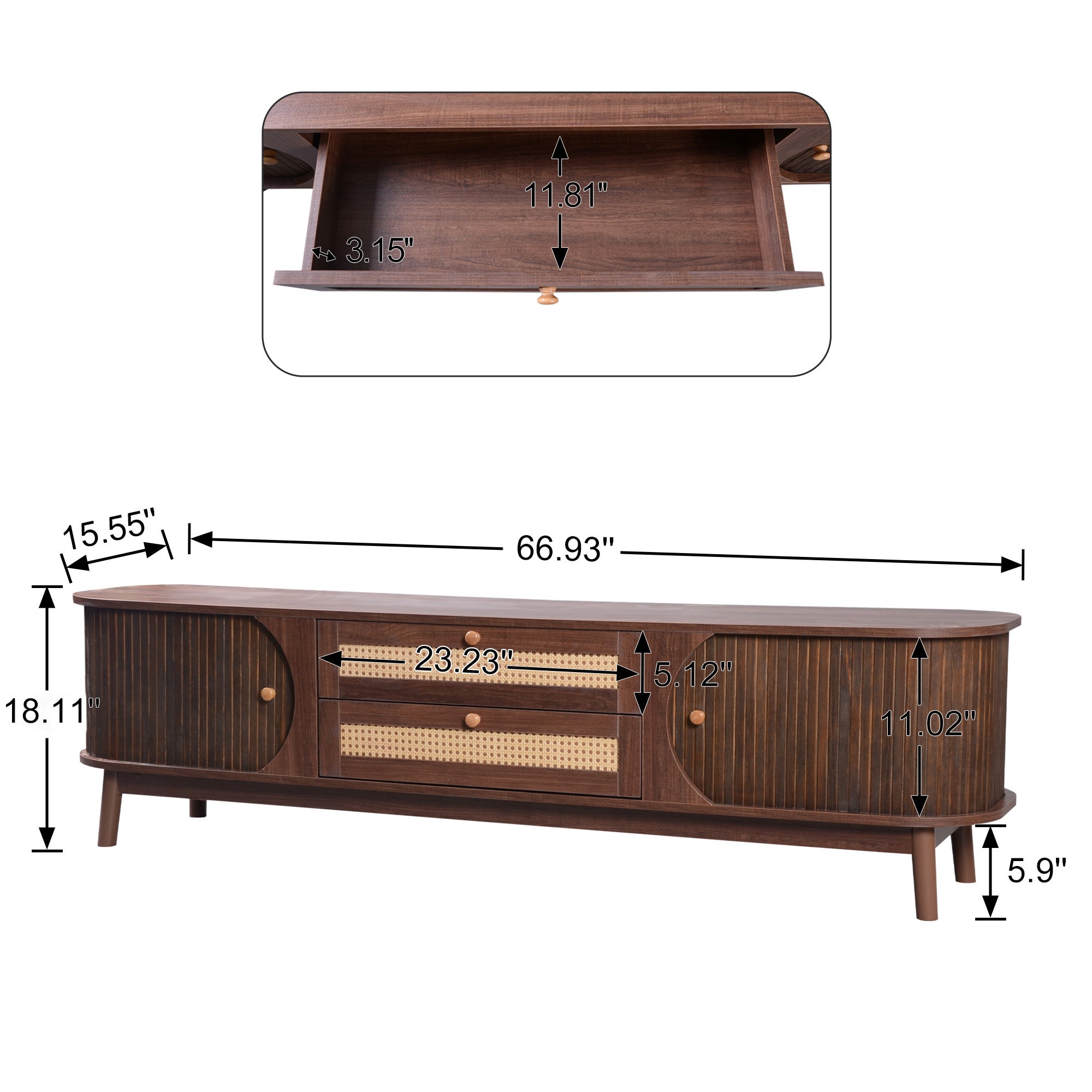 Modern Farmhouse Rattan TV Stand