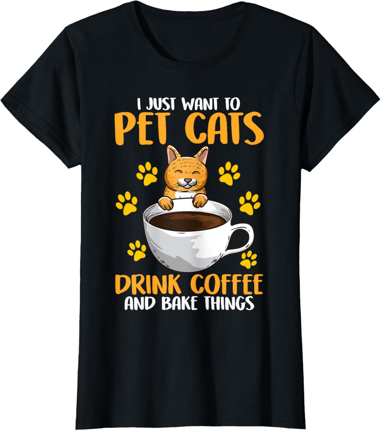 Womens Pet Cats - Coffee Drinker Cat Lover Baking Clothing T-Shirt