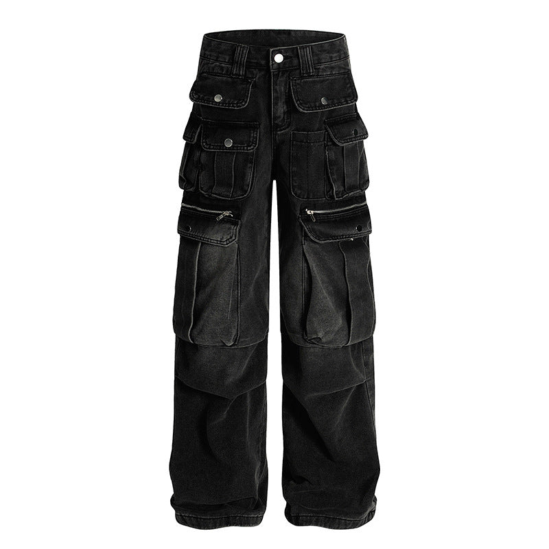 Wrinkled Multi Pocket Workwear Jeans - Premium Japanese Denim