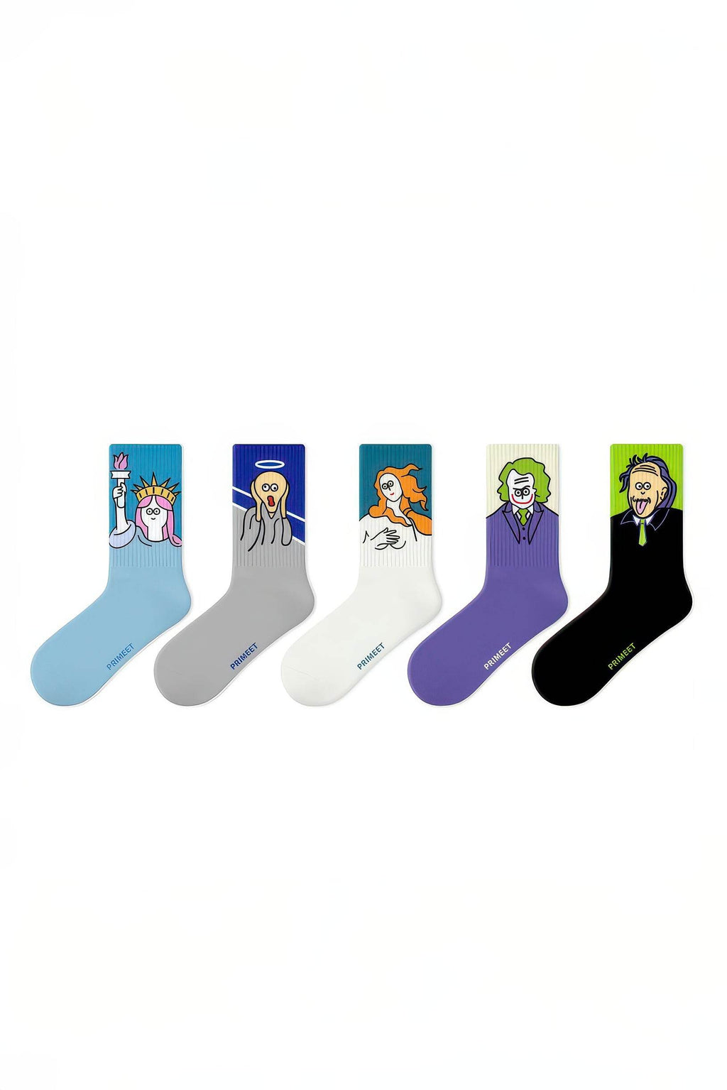 Unisex Graphic Crew Socks - Whimsical Print Cotton Mid-Calf Athletic Socks