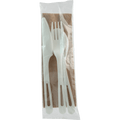 World Centric TPLA Cutlery Kit (Fork, Knife, Spoon, Napkin), 6 in (QTY 250), SKU AS-PS-TN
