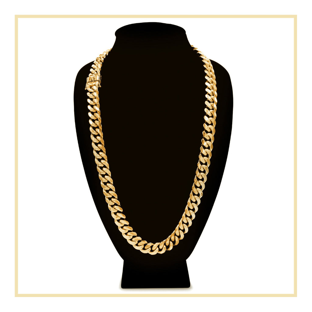 Cuban Link 14K Gold Plated Necklace 30" For Men