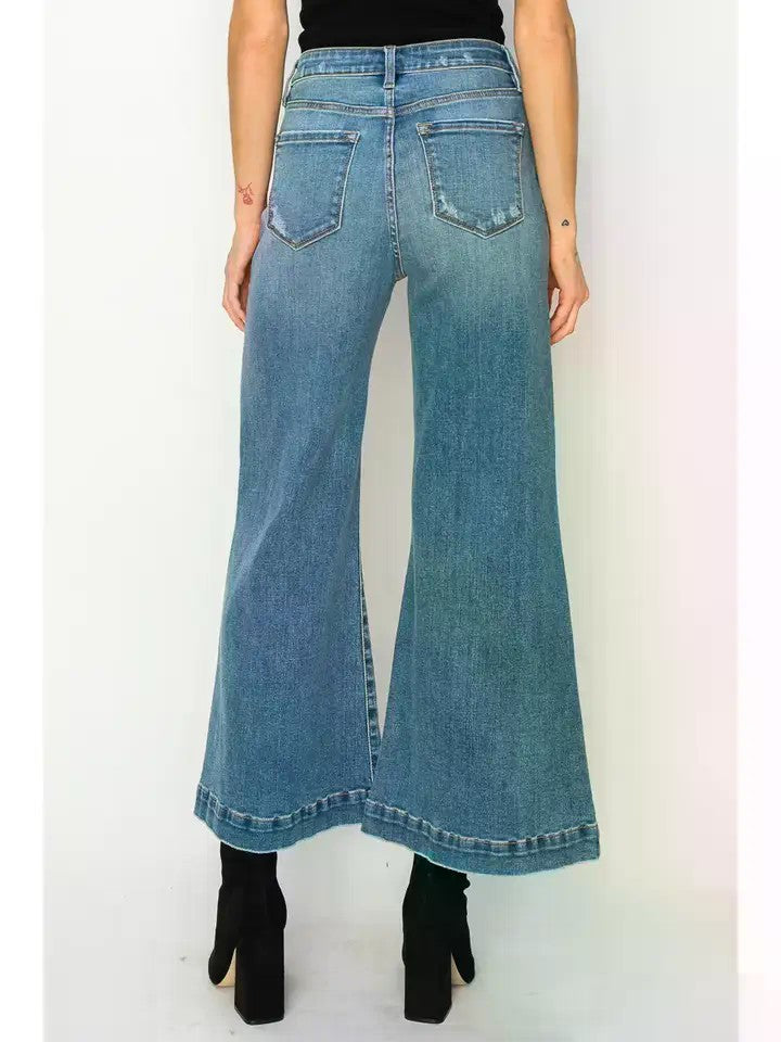 Monroe High Rise Crop Palazzo Jeans