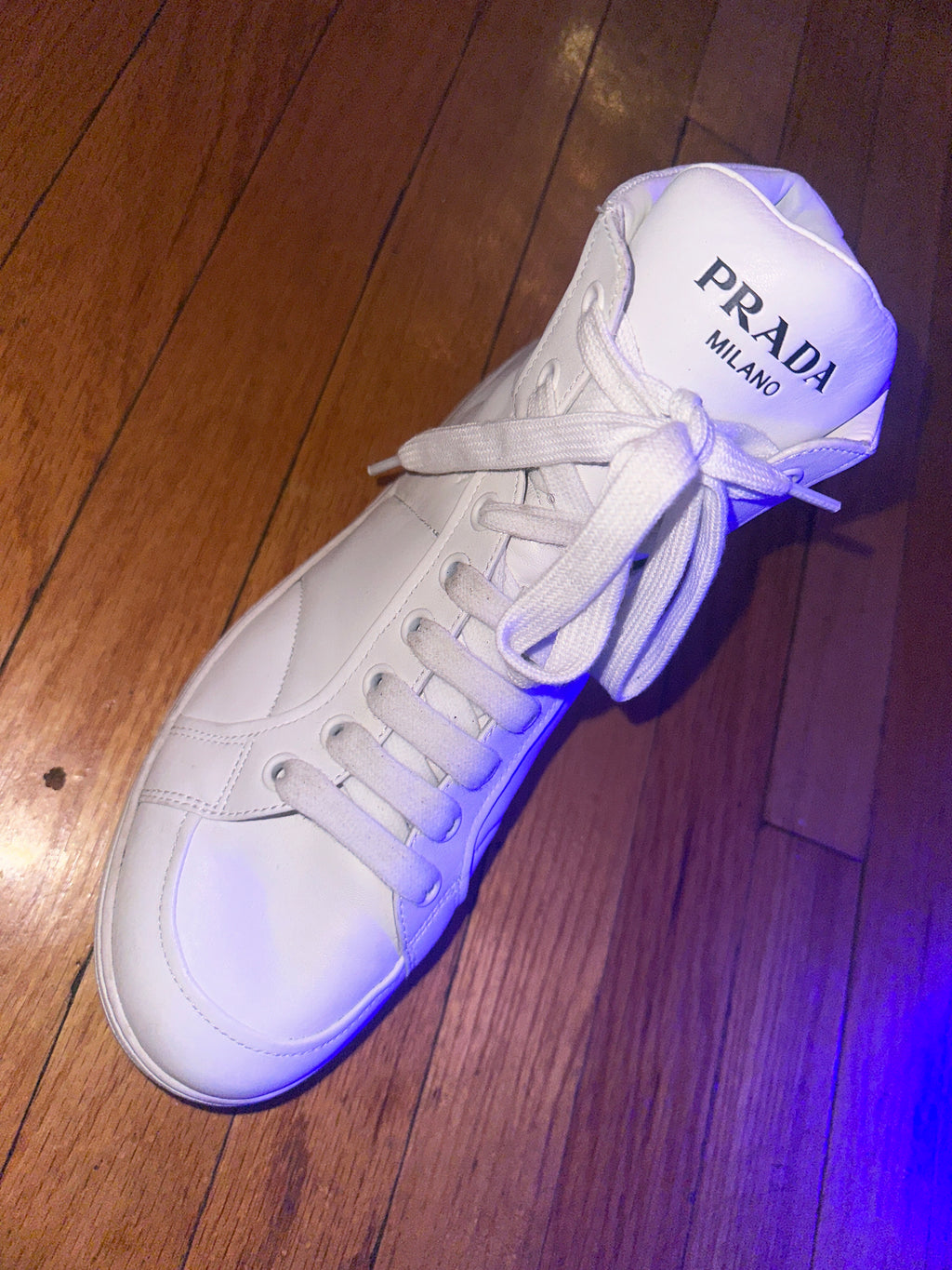 PRADA High Leather trainers White