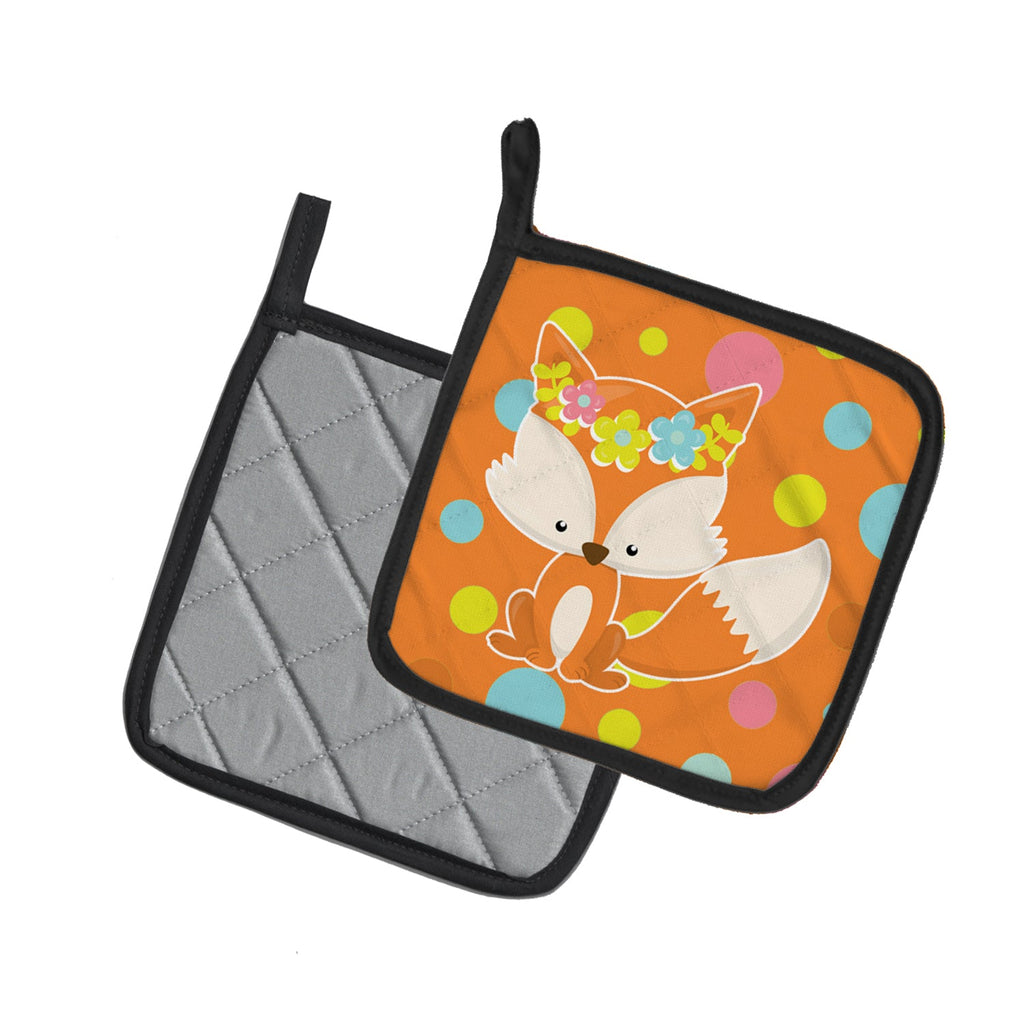 Baby Fox Flowerchild Polkadots Pot Holders - Set of 2 - Heat-Resistant Kitchen Essentials BB7091PTHD