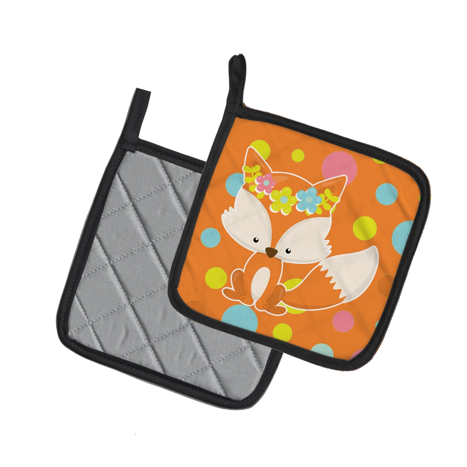 Baby Fox Flowerchild Polkadots Pot Holders - Set of 2 - Heat-Resistant Kitchen Essentials BB7091PTHD