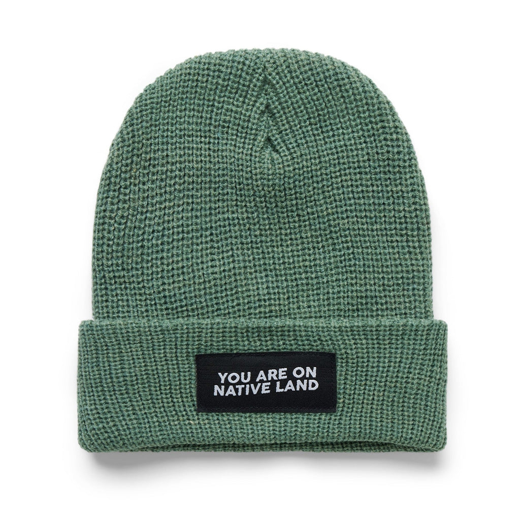 'YOU ARE ON NATIVE LAND' RIBBED BEANIE
