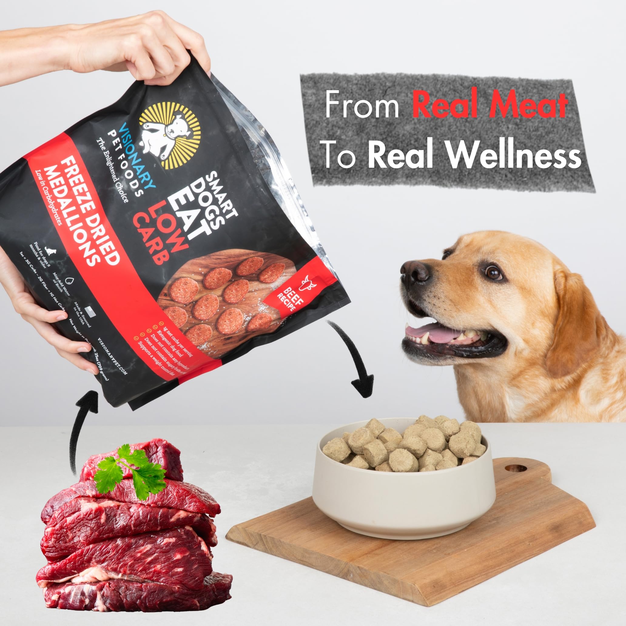 Freeze-Dried Beef Dog Food – High-Protein, Grain-Free Keto Recipe | 25oz Bag