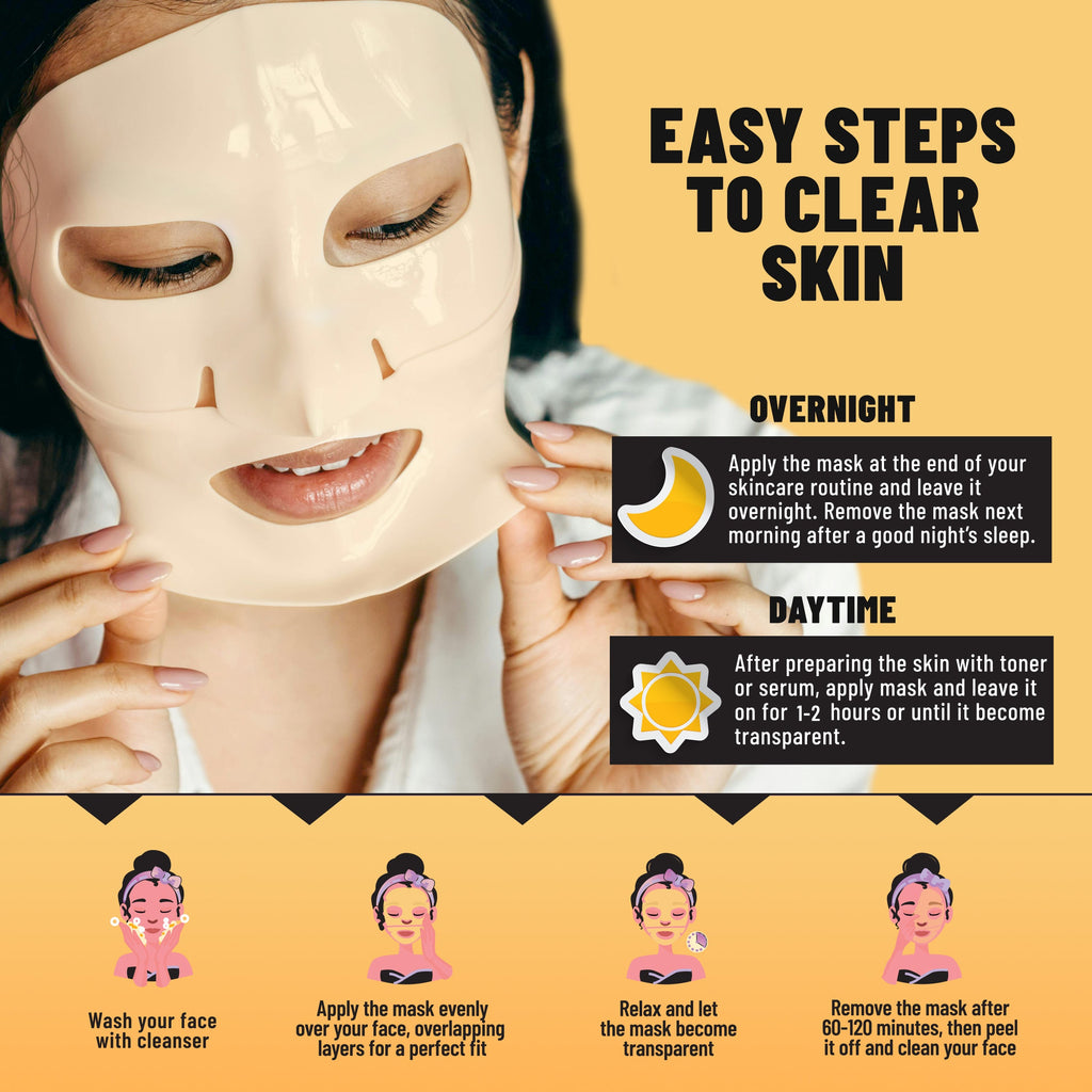 Bio-Collagen Overnight Face Mask, Brightening & Illuminating Sheet Mask with Turmeric & Vitamin C, 6 Masks
