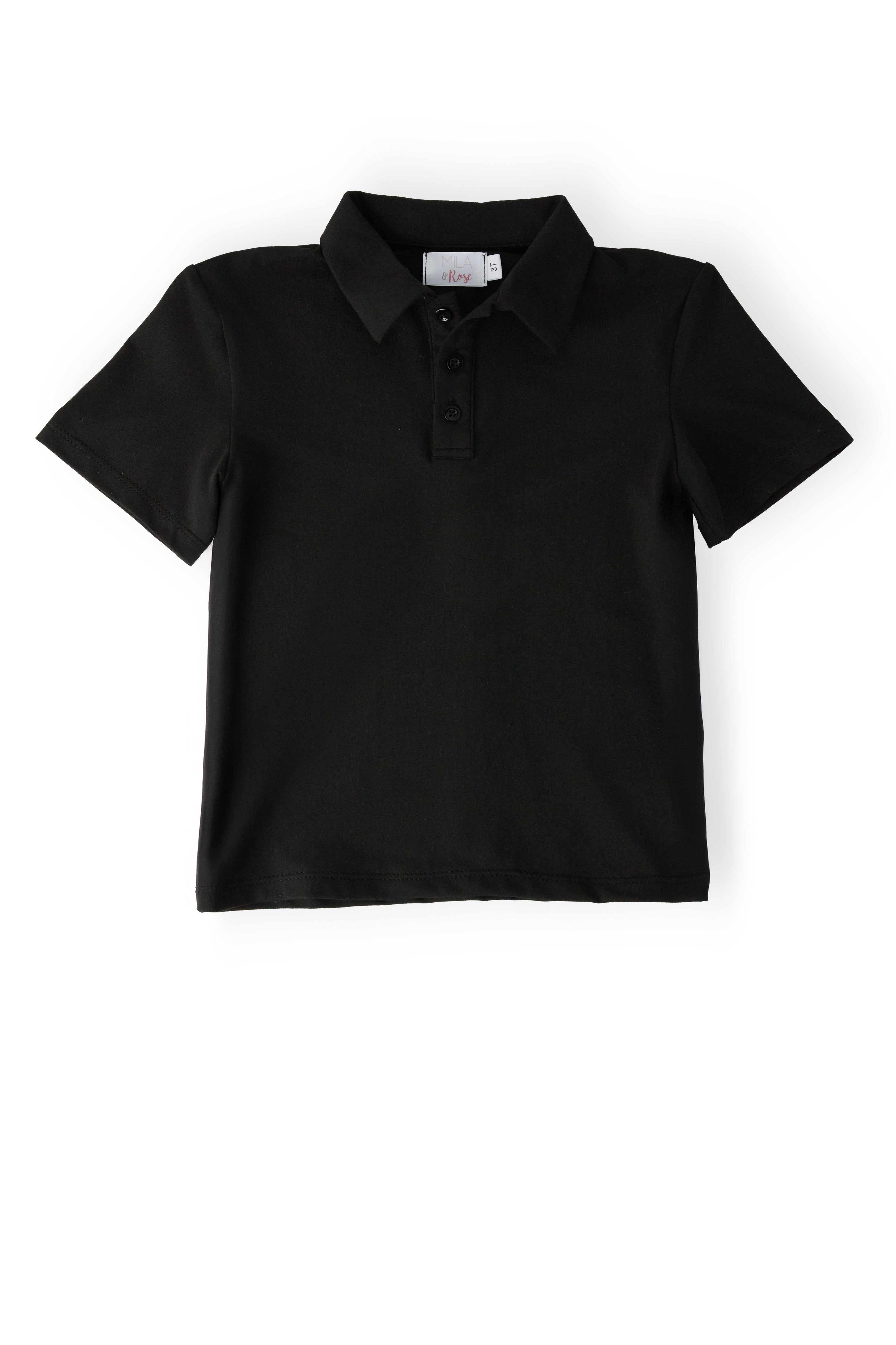 Boys Black S/S Polo