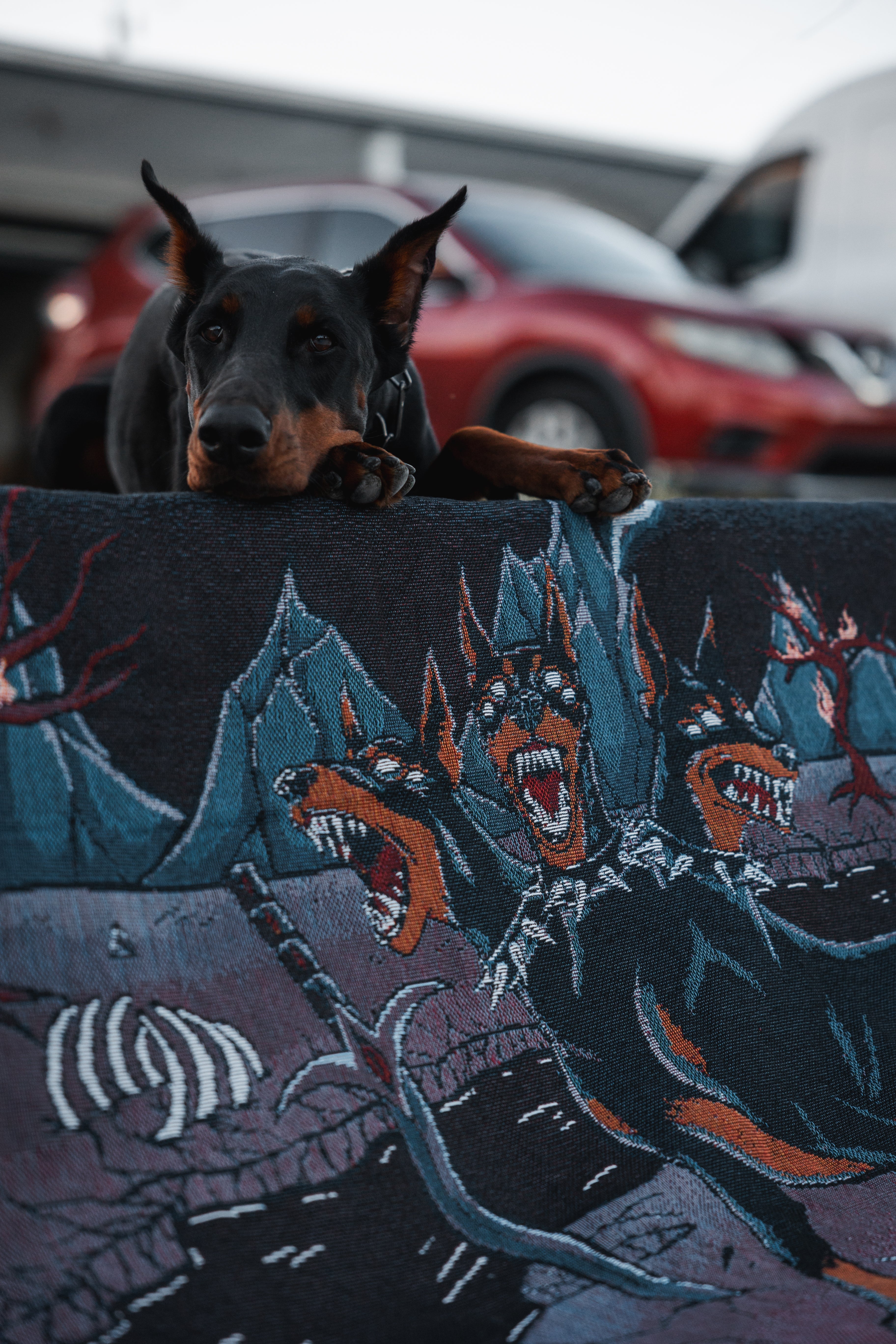 Brimstone - Doberman Cerberus Woven Blanket
