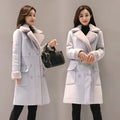 Women's Long Lambswool Coat - Korean Winter Style - # WOAA21510024