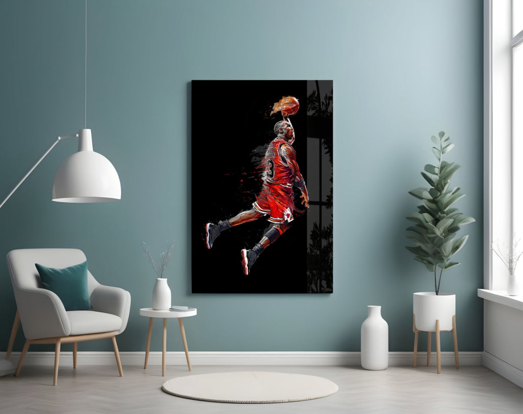 Michael Jordan Glass Wall Art