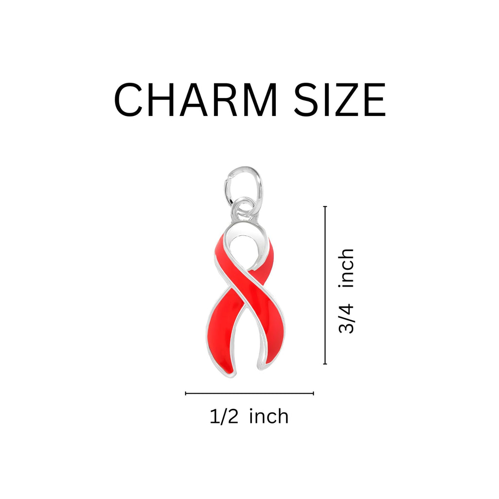 Large Red Ribbon Awareness Necklace
