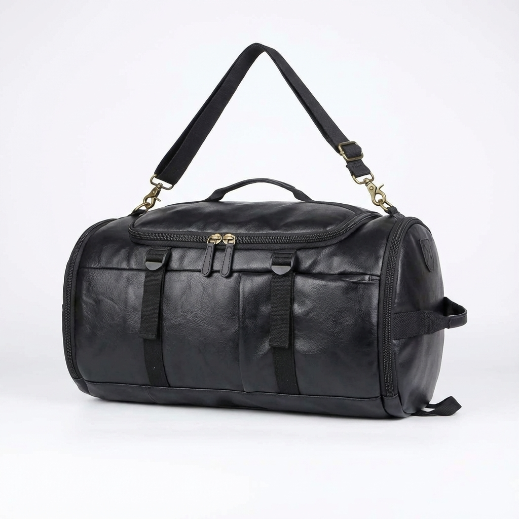 Soft Leather Duffel Bag – 40L Convertible Travel Bag