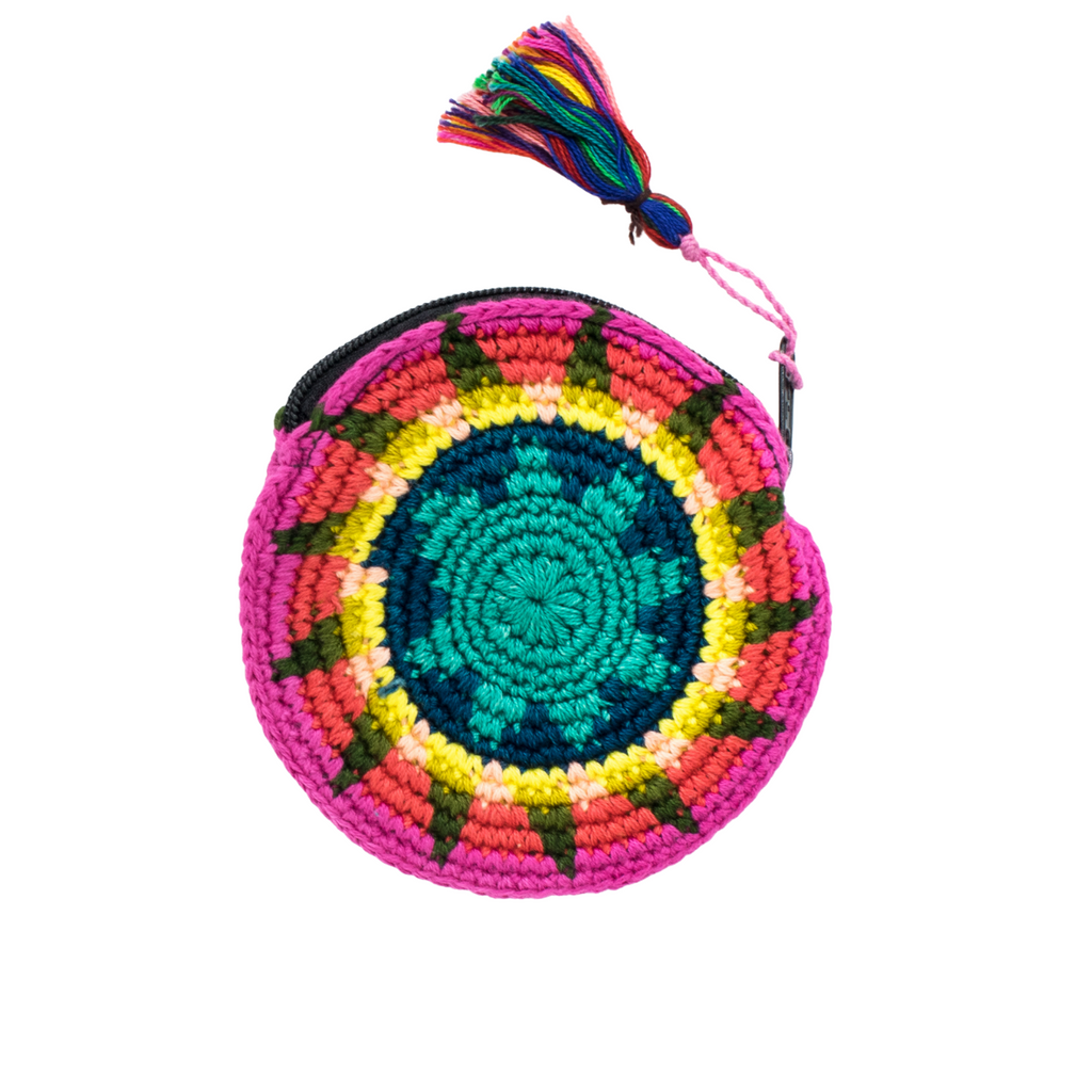 Moon Crochet Multicolor Handmade Coin Purse - Guatemala