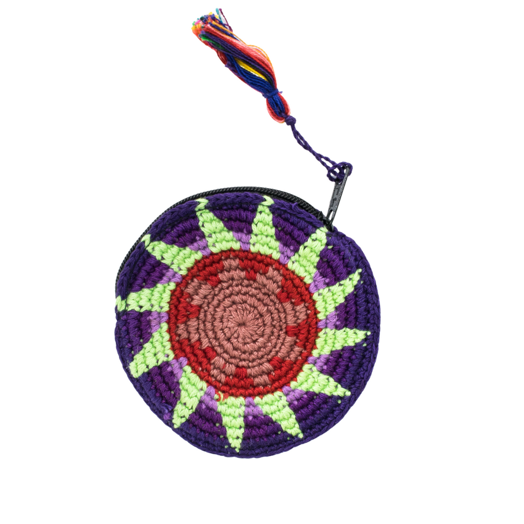 Moon Crochet Multicolor Handmade Coin Purse - Guatemala