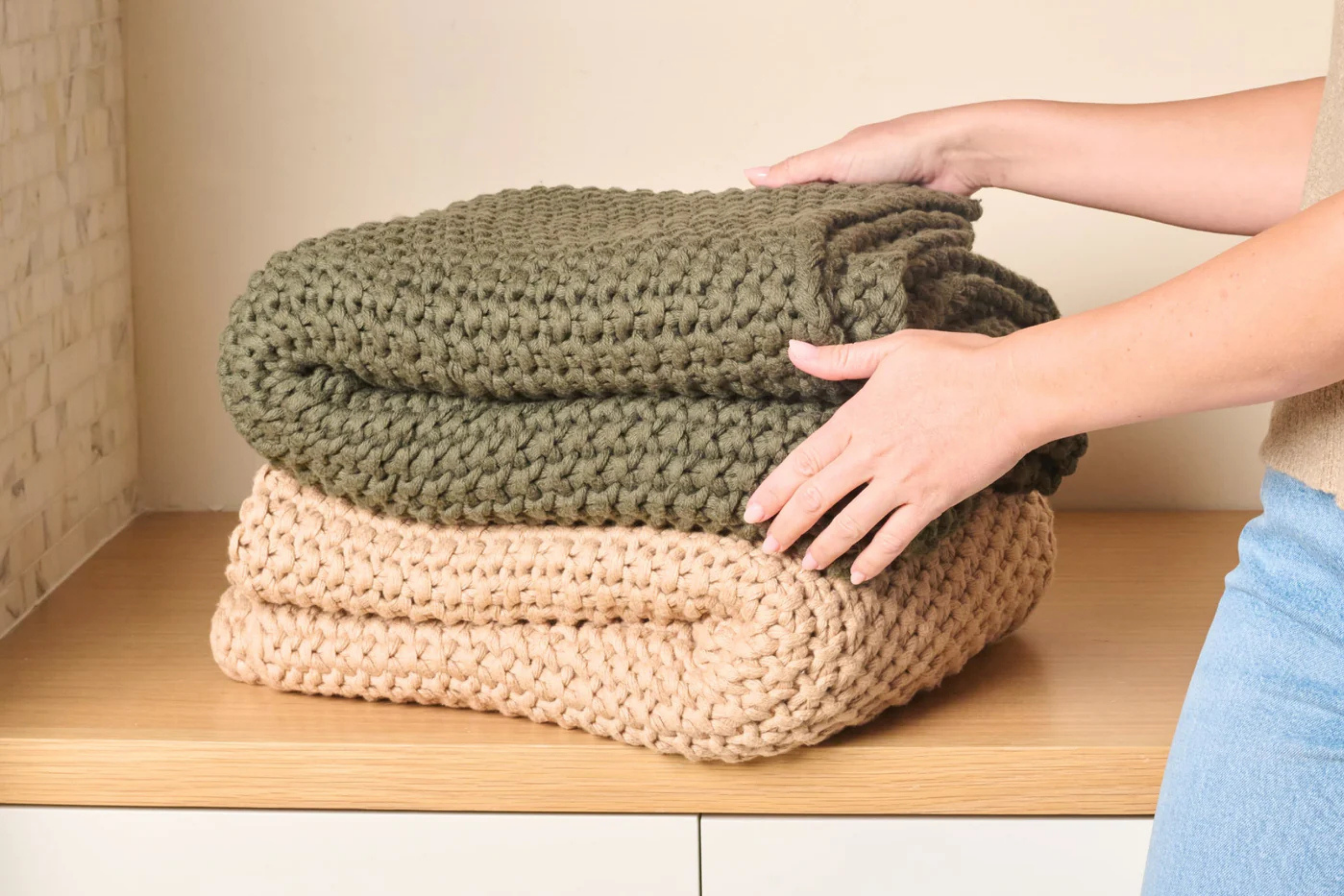 Seed Stitch Cotton Throw Blanket