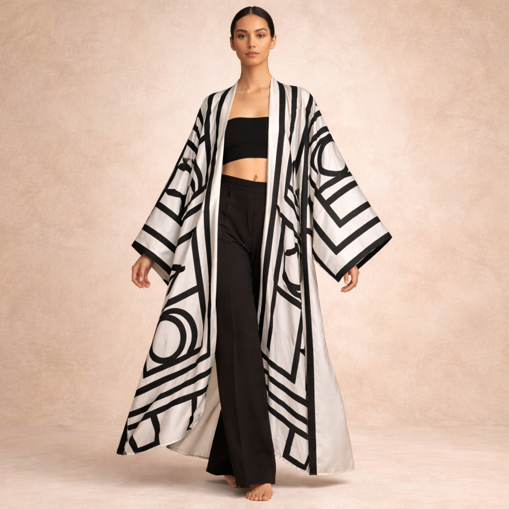Kimono Robe – Midnight Maze Floral Beach Cover Up