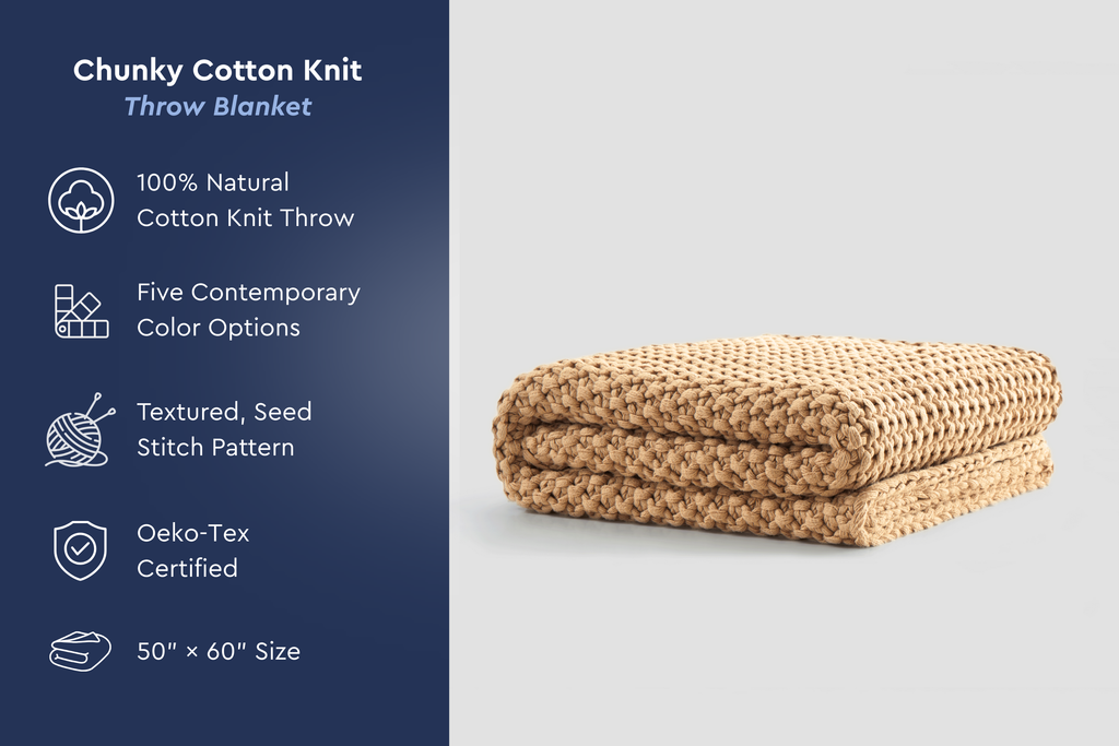Seed Stitch Cotton Throw Blanket