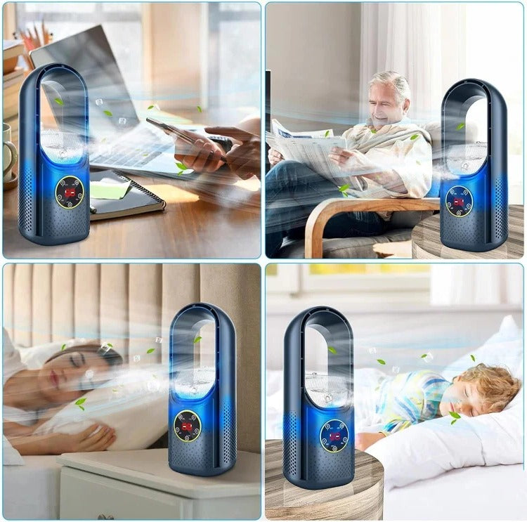 Portable Bladeless Air Cooler USB Mini Air Conditioner Fan with Timer