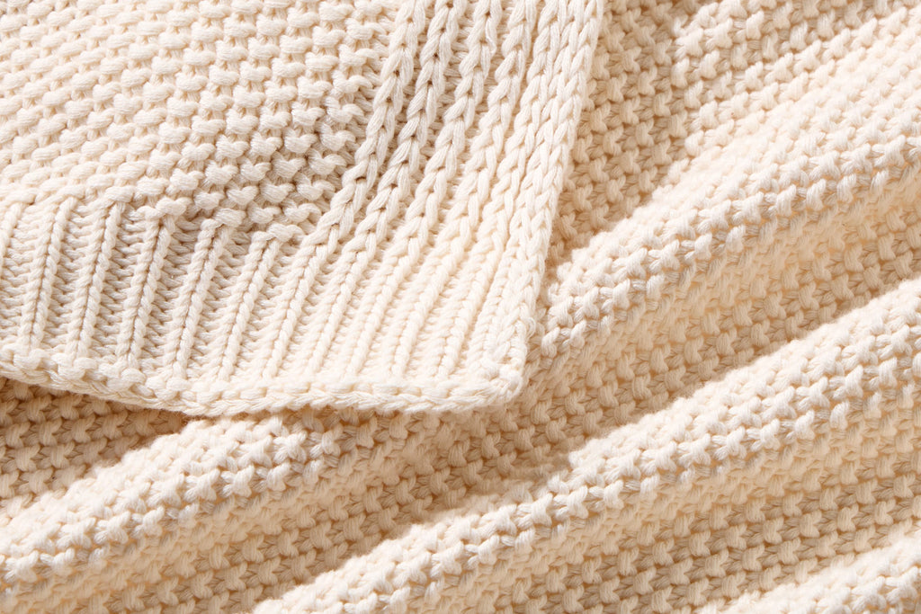 Seed Stitch Cotton Throw Blanket