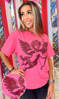 Cupid Valentine Rhinestone Graphic T-Shirt