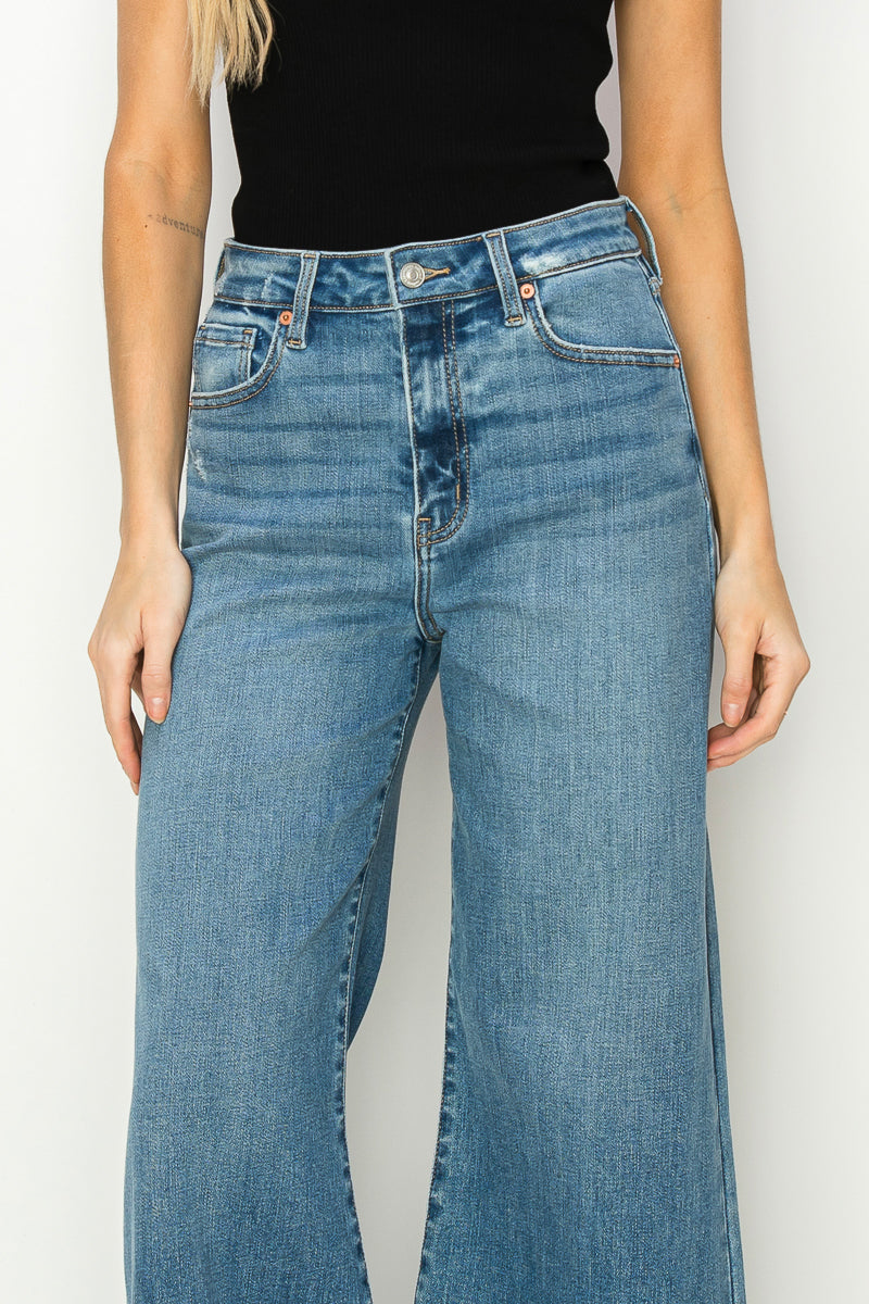 Monroe High Rise Crop Palazzo Jeans