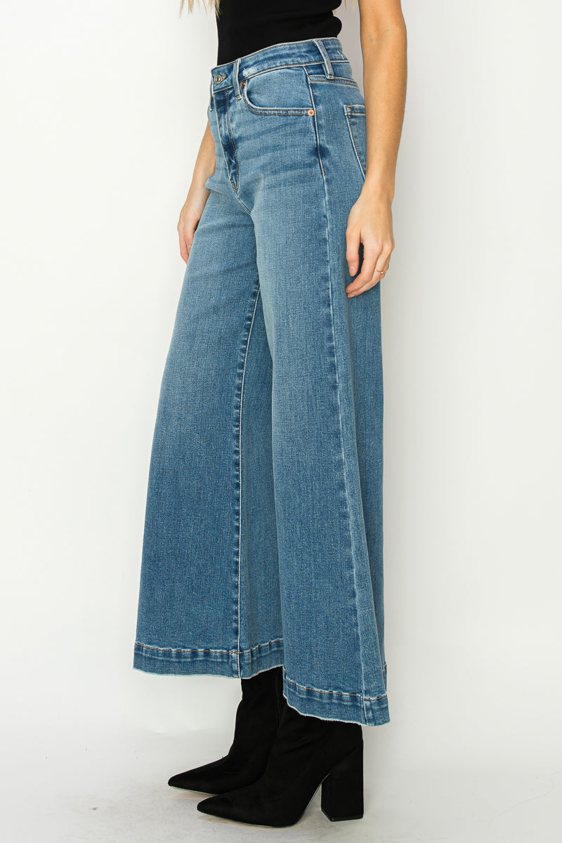 Monroe High Rise Crop Palazzo Jeans