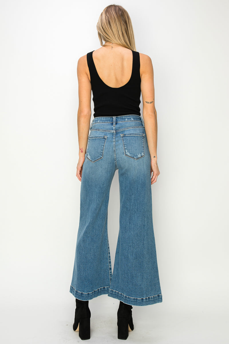 Monroe High Rise Crop Palazzo Jeans