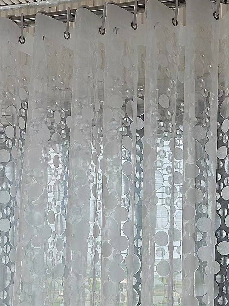 3D Water Cube Shower Curtain, Silk Pattern Waterproof Bathroom Partition Curtain, Cobblestone Curtain