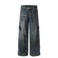 Deconstructing Washed Curved Knife Jeans
