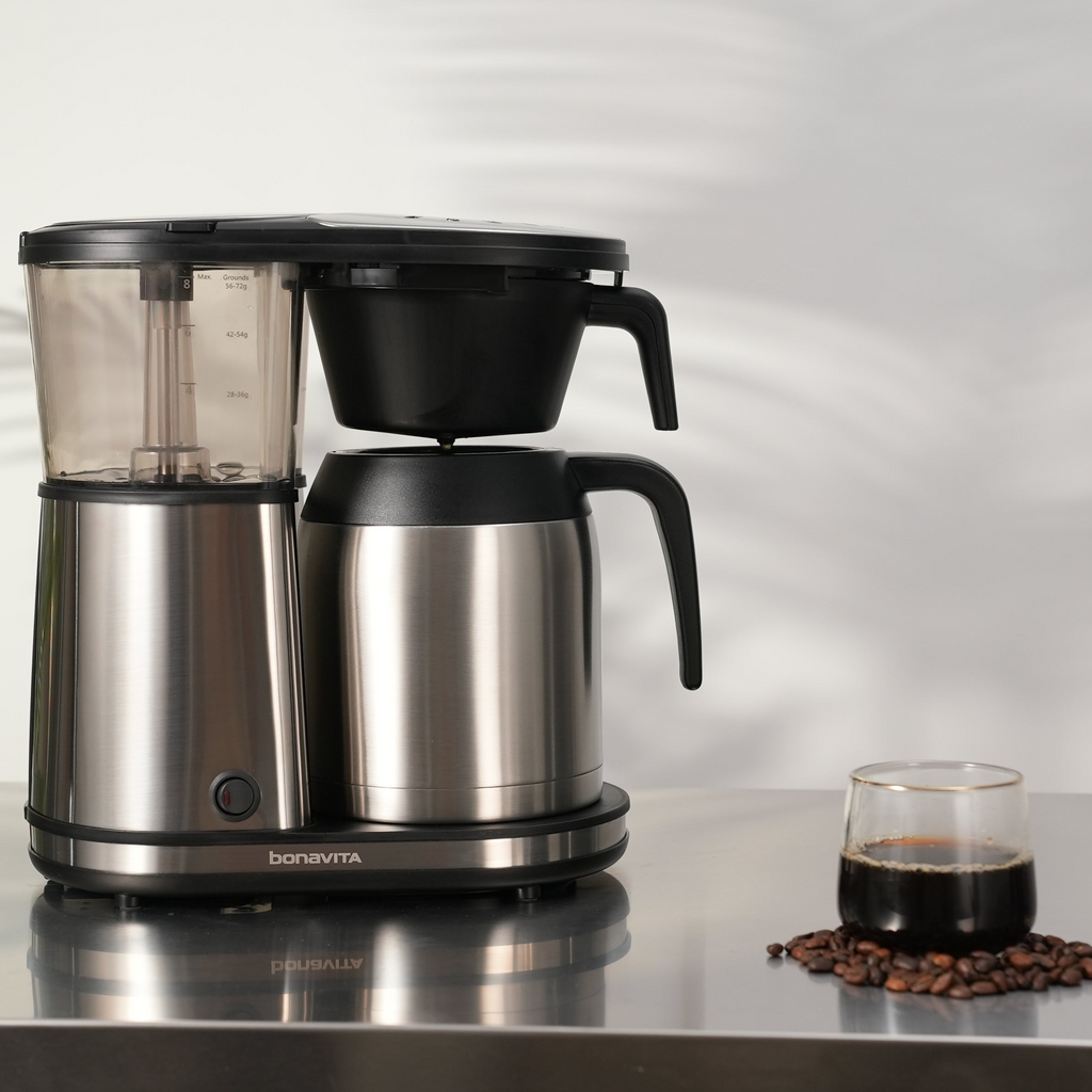 Connoisseur 8-Cup Drip Coffee Brewer One-Touch with Thermal Carafe and Hanging Basket - SCA Certified Home Brewer