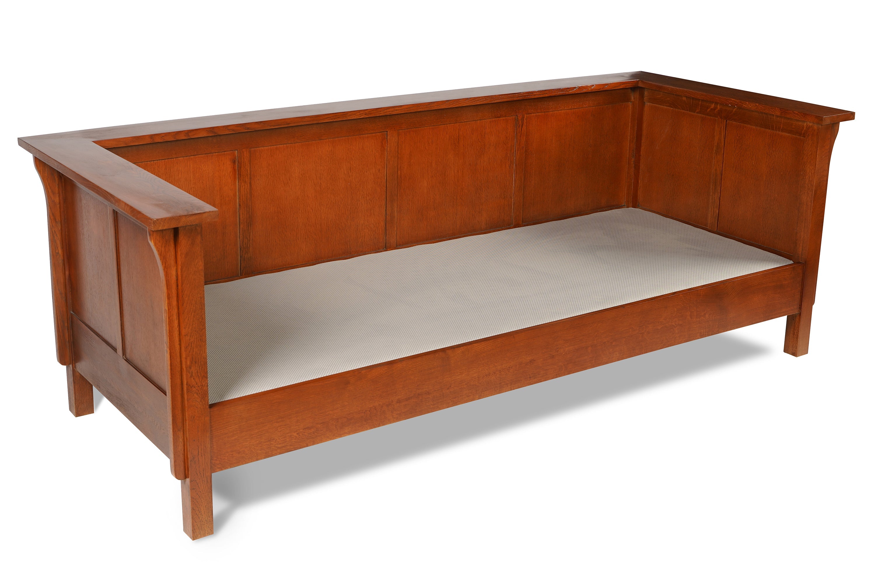 Craftsman Cubic Panel Side Sofa - Chestnut Brown Leather