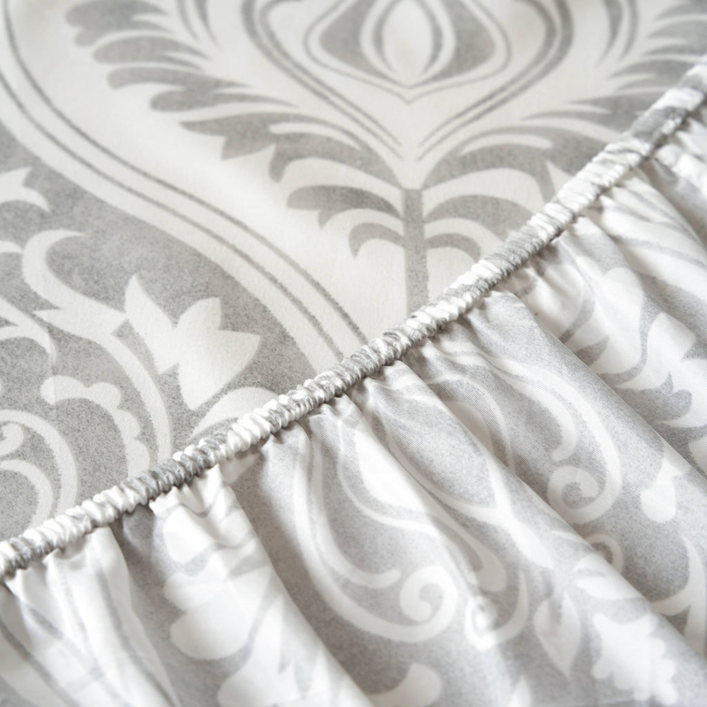 Tache Dreamy Moon Sky Ogee Damask Heather Gray White Bed Sheet Set (TB300)