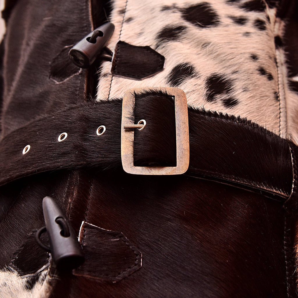 Women's Western Style Cowhide Leather Long Trench Coat