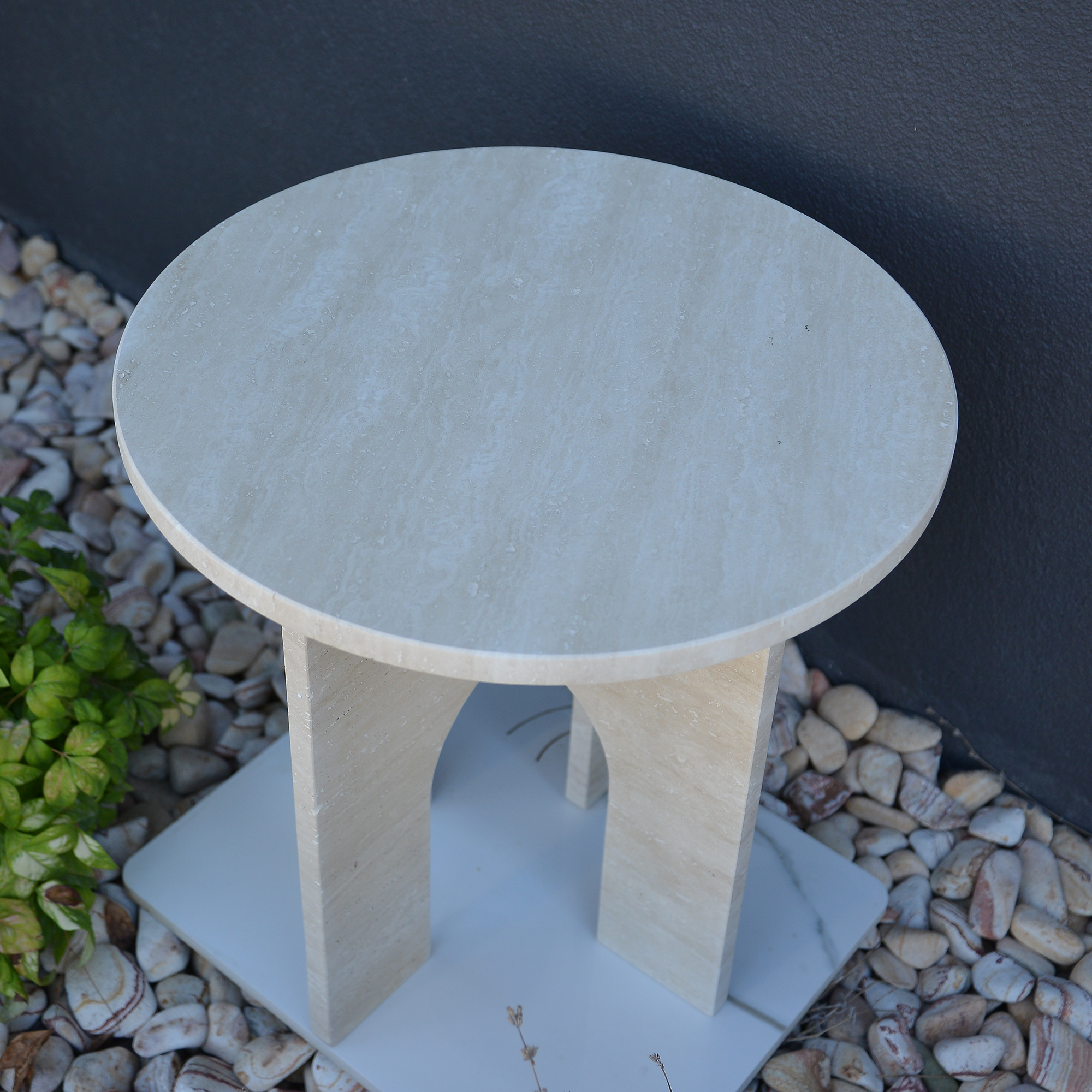 Travertin Coffee Table, Round Marble Coffee Table, Luxury Side Table, Elegant Coffee Table for Living Room, Marble Side Table
