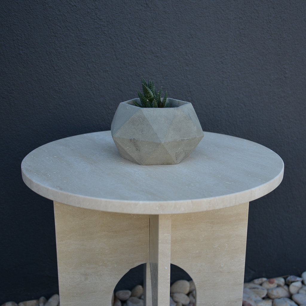 Travertin Coffee Table, Round Marble Coffee Table, Luxury Side Table, Elegant Coffee Table for Living Room, Marble Side Table