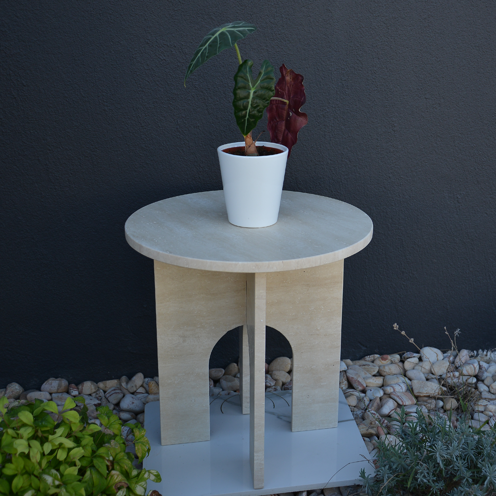 Travertin Coffee Table, Round Marble Coffee Table, Luxury Side Table, Elegant Coffee Table for Living Room, Marble Side Table