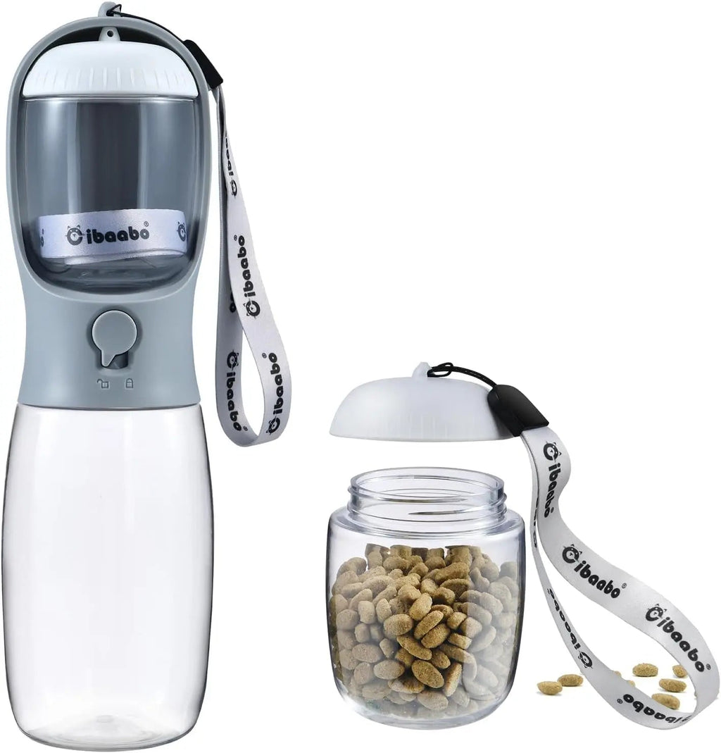 Dog Water & Food Bottle Portable 2in1 Dispenser Filter Leak Proof Travel Hiking