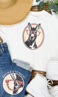 Donkey with Rhinestone Specs Graphic Edgy Shirt