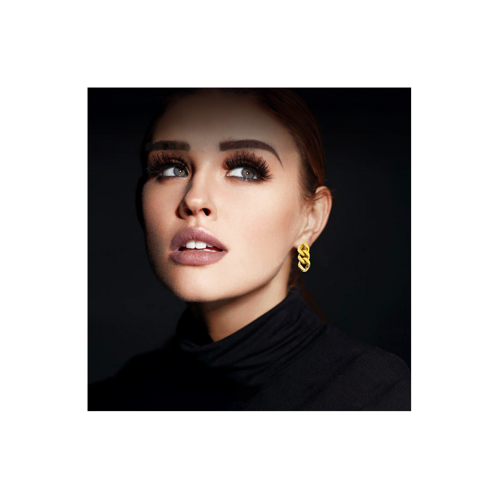 ER160G B.Tiff High Polish Gold Cuban Link Earrings